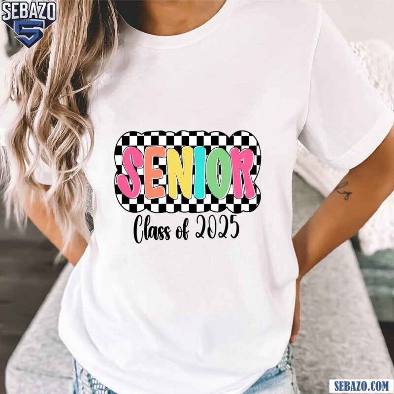 Senior 2025 Retro Bright Checkered Graduation Shirt t-shirt