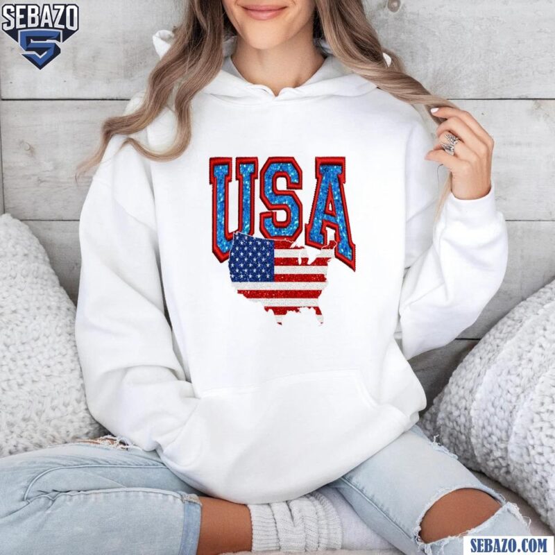 Sequin Usa Glitter Retro America 4Th Of July Shirt hoodie