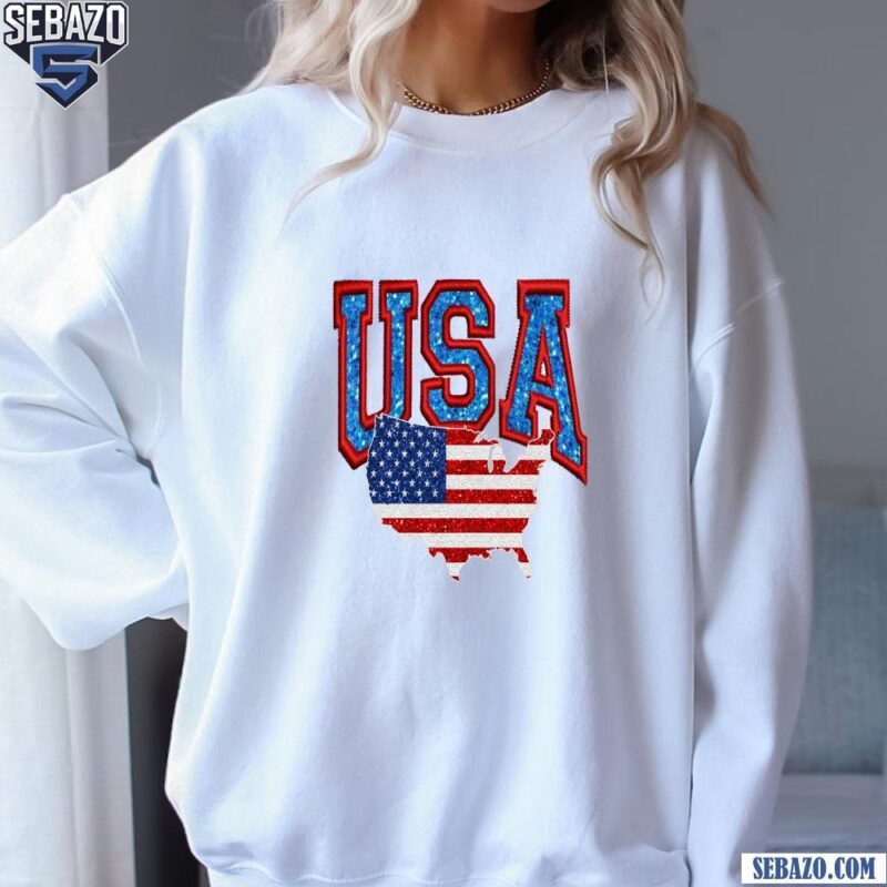Sequin Usa Glitter Retro America 4Th Of July Shirt sweatshirt
