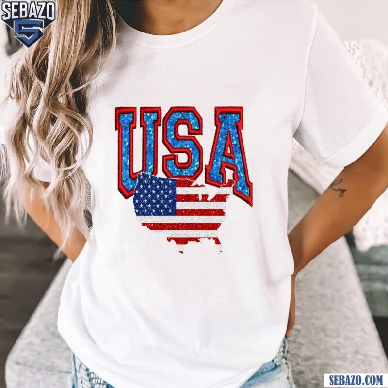 Sequin Usa Glitter Retro America 4Th Of July Shirt t-shirt