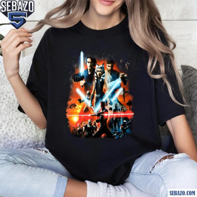 Star Wars The Clone Wars Heroes And Villains Silkscreen Shirt t-shirt