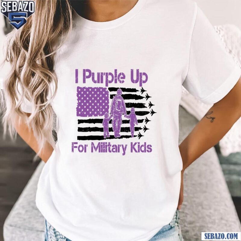 Vintage I Purple Up For Military Kids American Flag Shirt t-shirt