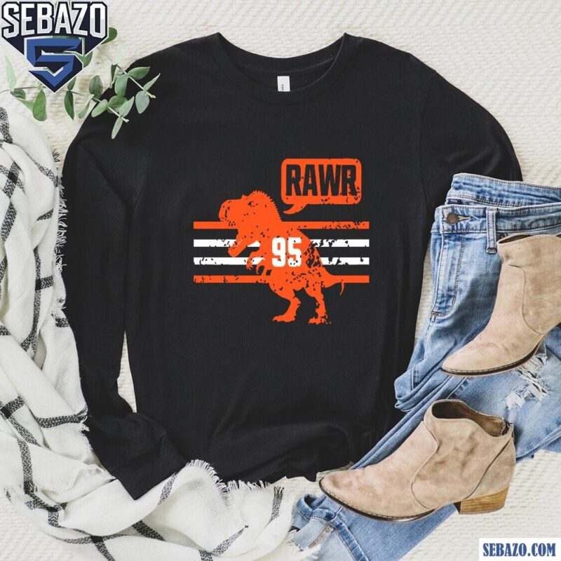 Vintage Myles Garrett Rawr Cleveland Browns Trex Shirt long sleeved