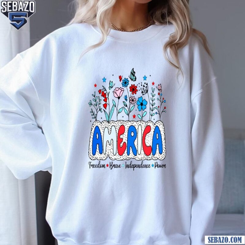 Floral America Girly 4Th Of July Retro Usa Shirt sweatshirt