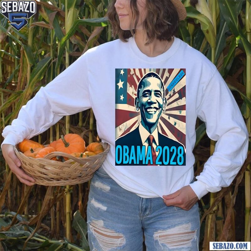 Vintage Barack Obama 2028 America Flag Shirt long sleeved
